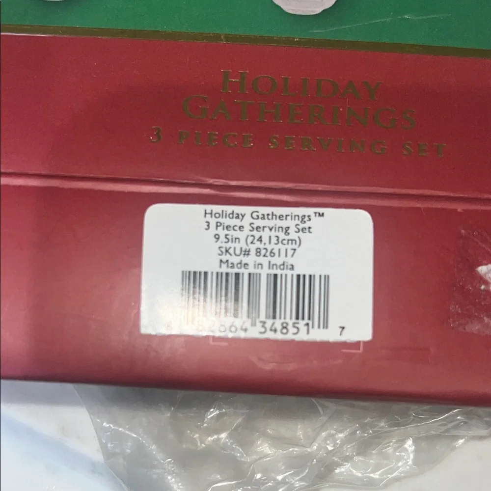 Lenox Silver and Wood Tone Holiday Gatherings 3 piece serving set